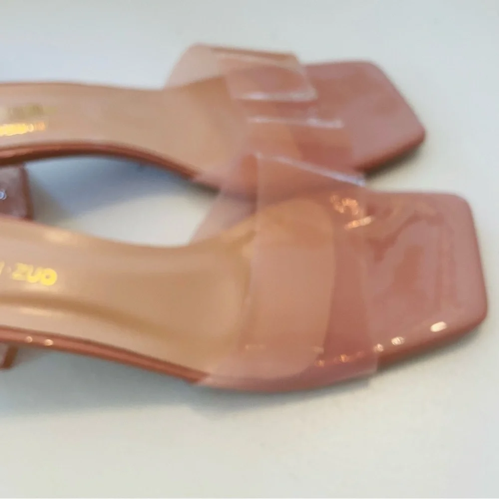 NANBEI ZUO Translucent Clear Heel Peep Toe Sandals